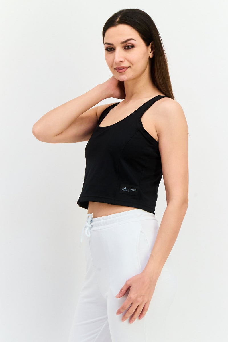 Adidas أديداس × بارلي ملابس رياضية نسائية بلا أكمام قميص جري، أسود - Image 2